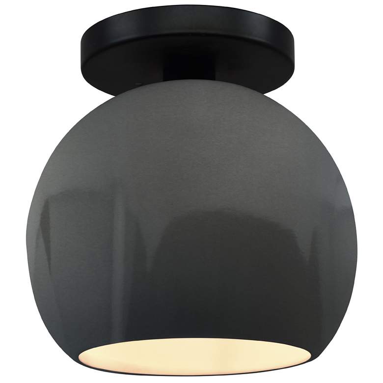 Image 1 Radiance 10"W Gloss Grey Frame Matte Black Medium Globe LED Semi.Flush