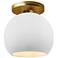 Radiance 10"W Gloss White Frame Brushed Brass Metal Medium Globe Semi.