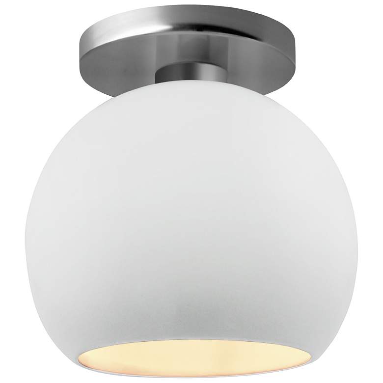 Image 1 Radiance 10"W Gloss White Sided Frame Brushed Nickel Globe LED Semi.Fl