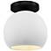 Radiance 10"W Gloss White Sided Frame Matte Black Globe LED Semi.Flush