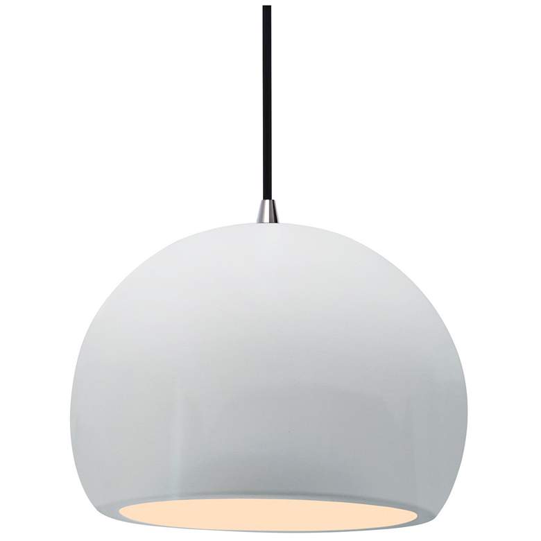 Image 1 Radiance 10"W Gloss White Sided Frame Nickel Globe Black Cord LED Pend