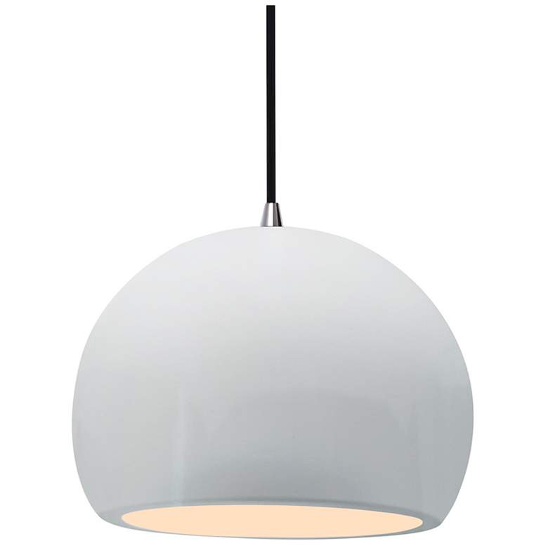 Image 1 Radiance 10"W Gloss White Sided Frame Nickel Globe Black Cord Pendant