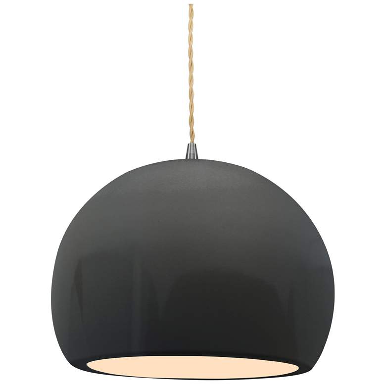 Image 1 Radiance 10"W Grey Frame Nickel Globe Beige Twisted Cord LED Pendant