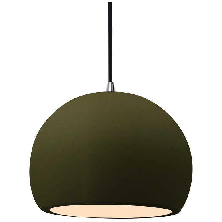 Image 1 Radiance 10"W Matte Green Frame Brushed Nickel Globe Black Cord LED Pe
