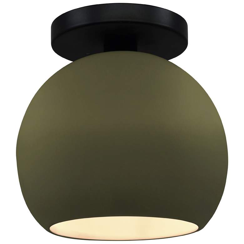 Image 1 Radiance 10"W Matte Green Frame Matte Black Metal Medium Globe Semi.Fl