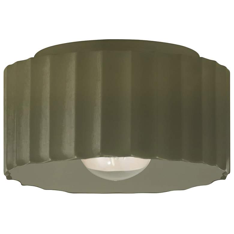 Image 1 Radiance 10"W Matte Green Medium Gear Outdoor Flush.Mount