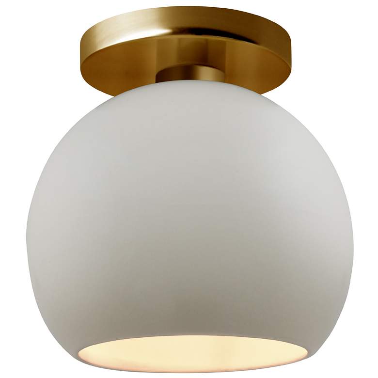 Image 1 Radiance 10"W Matte White Frame Brushed Brass Metal Medium Globe Semi.