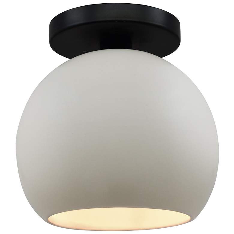 Image 1 Radiance 10"W Matte White Frame Matte Black Medium Globe LED Semi.Flus