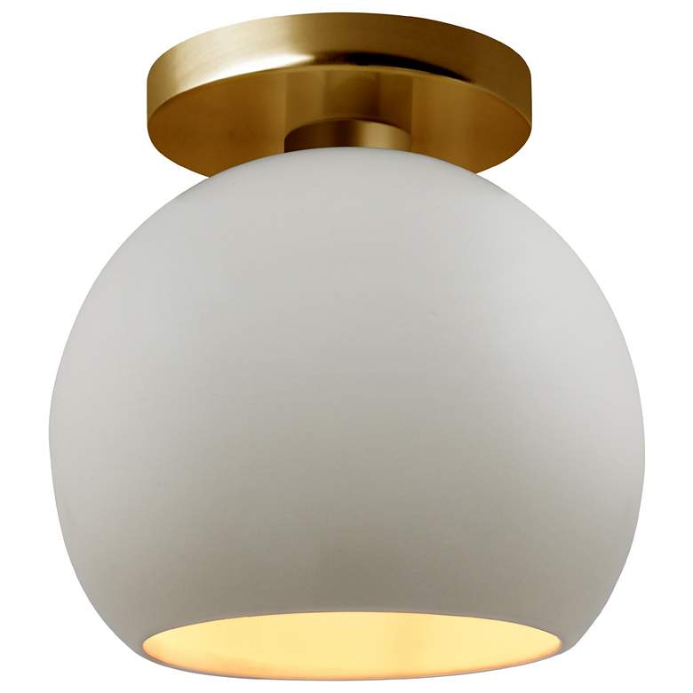 Image 1 Radiance 10"W Matte White/Gold Frame Brushed Brass Medium Globe Semi.F