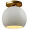 Radiance 10"W Matte White/Gold Frame Brushed Brass Medium Globe Semi.F