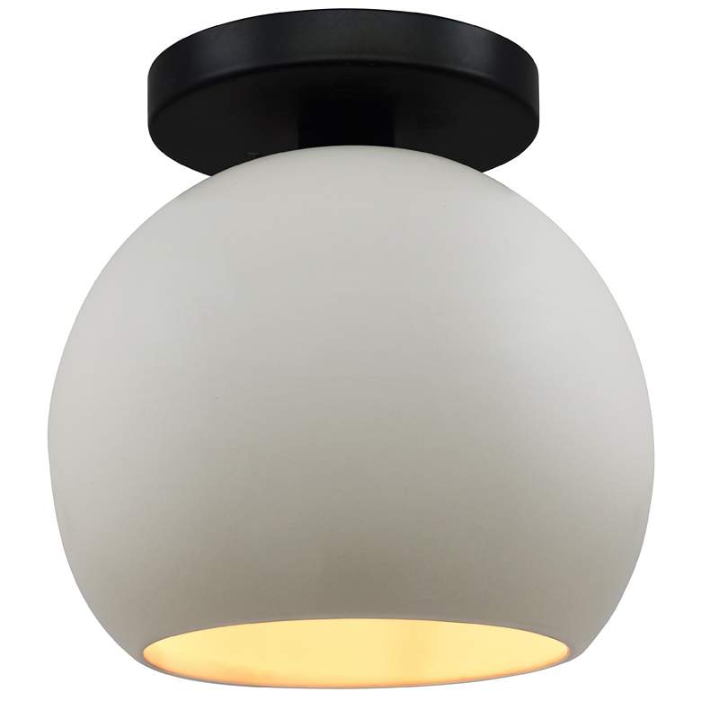 Image 1 Radiance 10"W Matte White/Gold Frame Matte Black Globe LED Semi.Flush