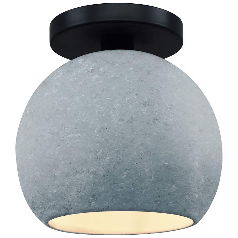 Image 1 Radiance 10"W Medium Globe Matte Black LED Semi.Flush w/ Concrete Shad