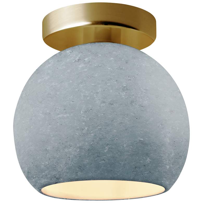Image 1 Radiance 10"W Medium Globe Polished Brass LED Semi.Flush w/ Concrete S