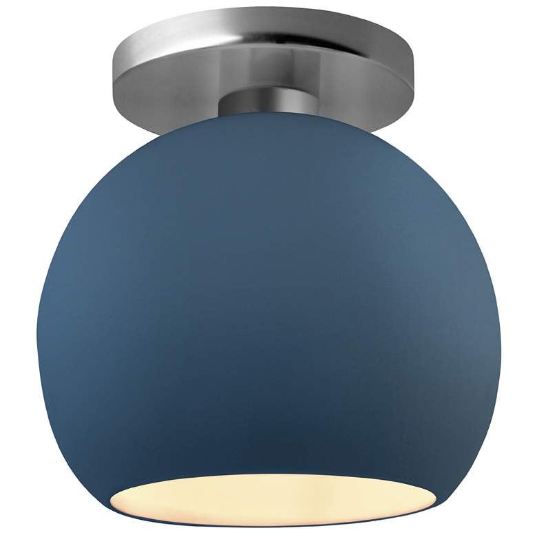 Image 1 Radiance 10"W Midnight Frame Brushed Nickel Medium Globe LED Semi.Flus