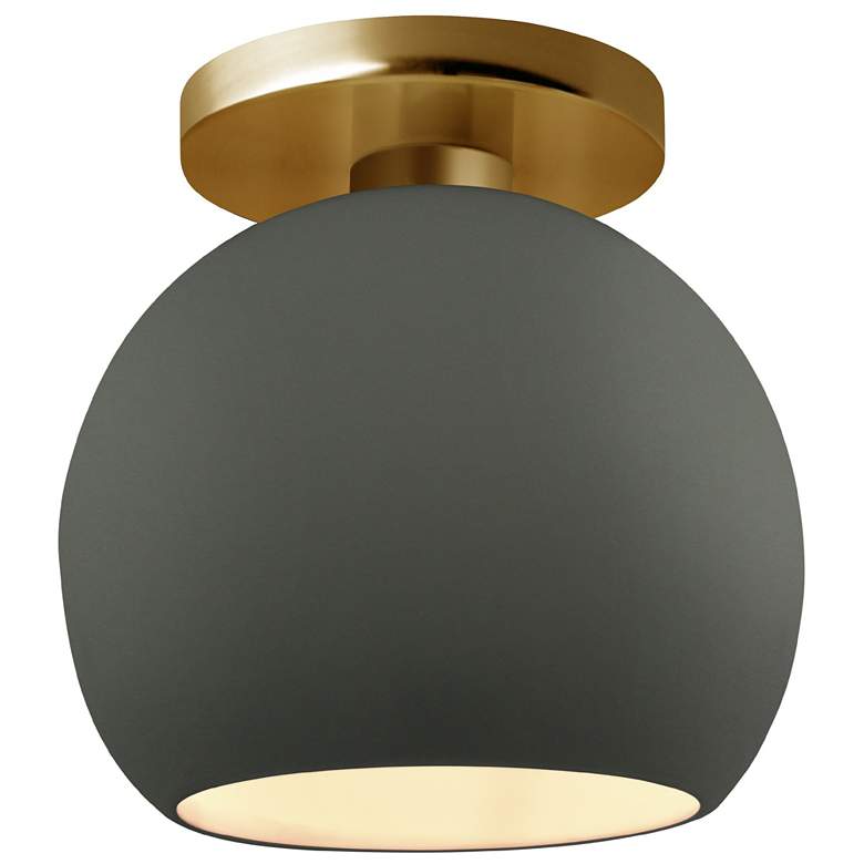 Image 1 Radiance 10"W Pewter Green Frame Brushed Brass Medium Globe Semi.Flush