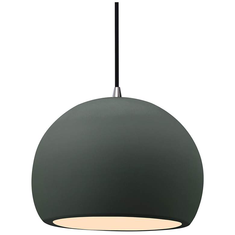 Image 1 Radiance 10"W Pewter Green Frame Brushed Nickel Globe Black Cord Penda