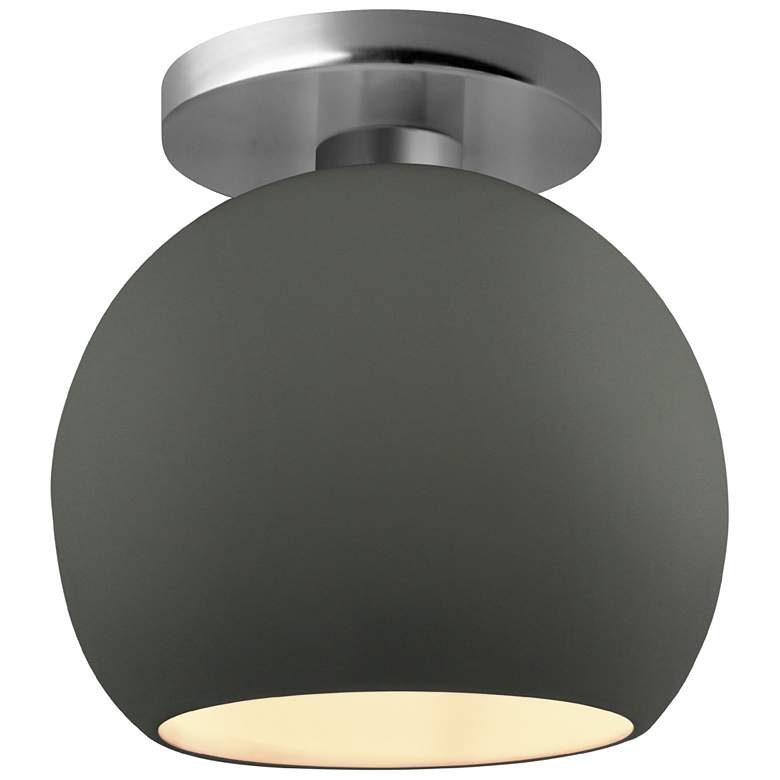 Image 1 Radiance 10"W Pewter Green Frame Brushed Nickel Medium Globe LED Semi.