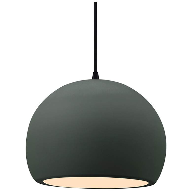 Image 1 Radiance 10"W Pewter Green Frame Matte Black Globe Black Cord LED Pend