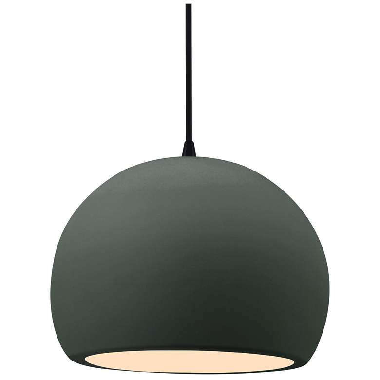 Image 1 Radiance 10"W Pewter Green Frame Matte Black Globe Black Cord Pendant