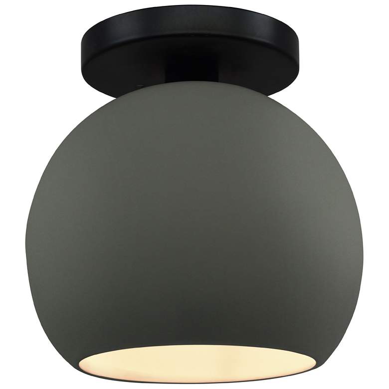 Image 1 Radiance 10"W Pewter Green Frame Matte Black Metal Medium Globe Semi.F