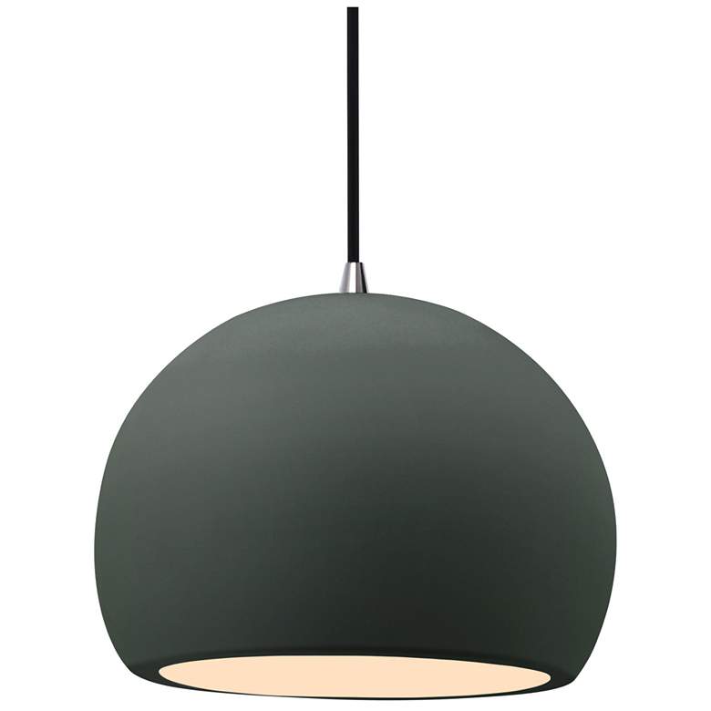 Image 1 Radiance 10"W Pewter Green Frame Nickel Globe Black Cord LED Pendant