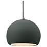 1_Radiance 10"W Pewter Green Frame Nickel Globe Black Cord LED Pendant