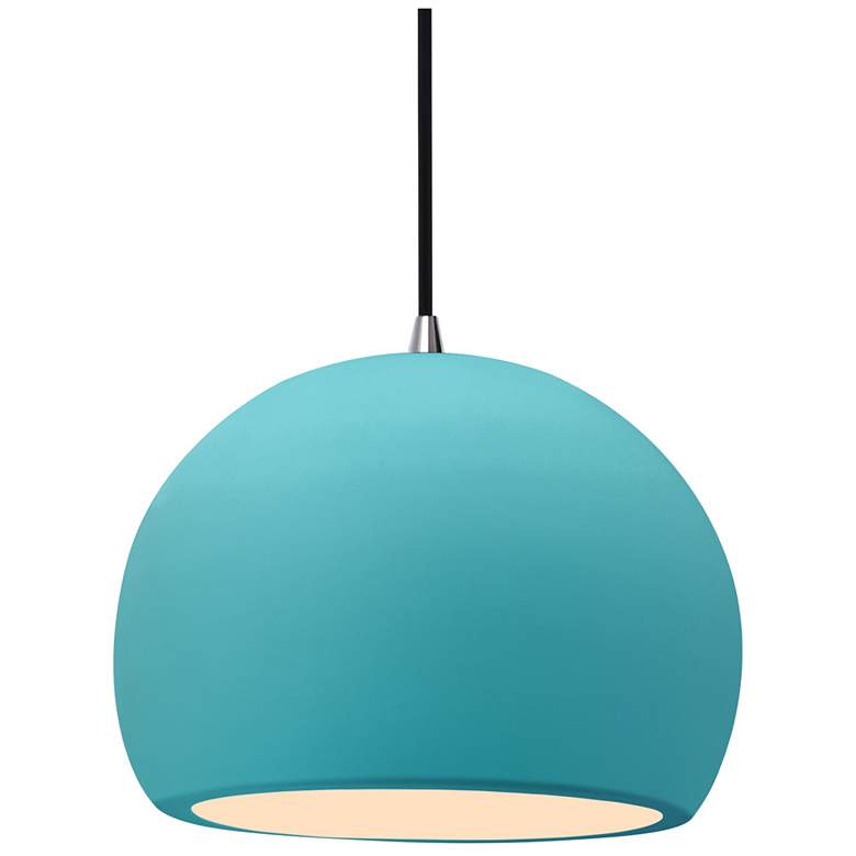 Image 1 Radiance 10"W Reflecting Pool Frame Nickel Globe Black Cord LED Pendan