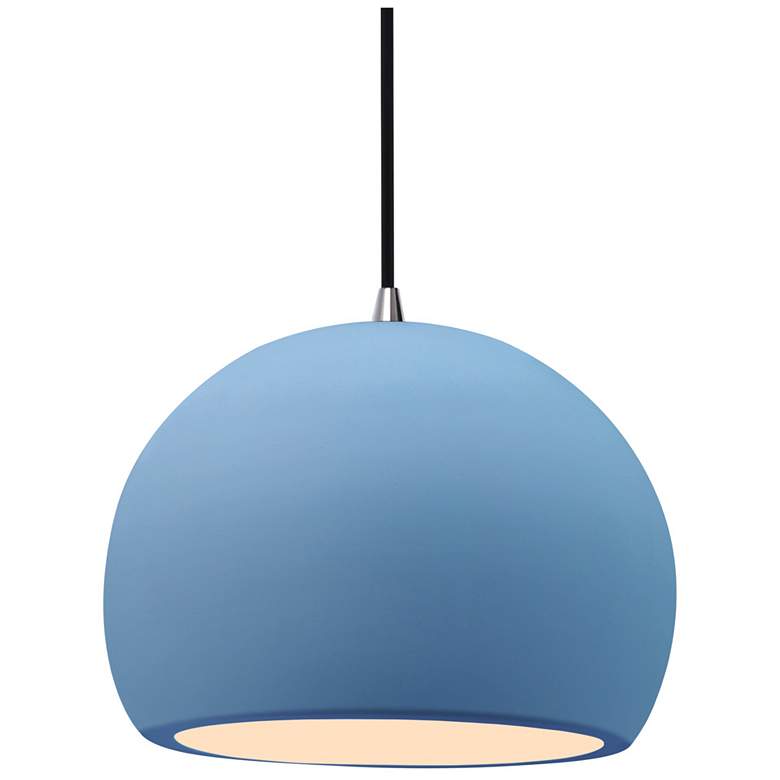 Image 1 Radiance 10"W Sky Blue Frame Brushed Nickel Medium Globe Black Cord Pe