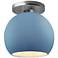 Radiance 10"W Sky Blue Frame Brushed Nickel Metal Medium Globe Semi.Fl