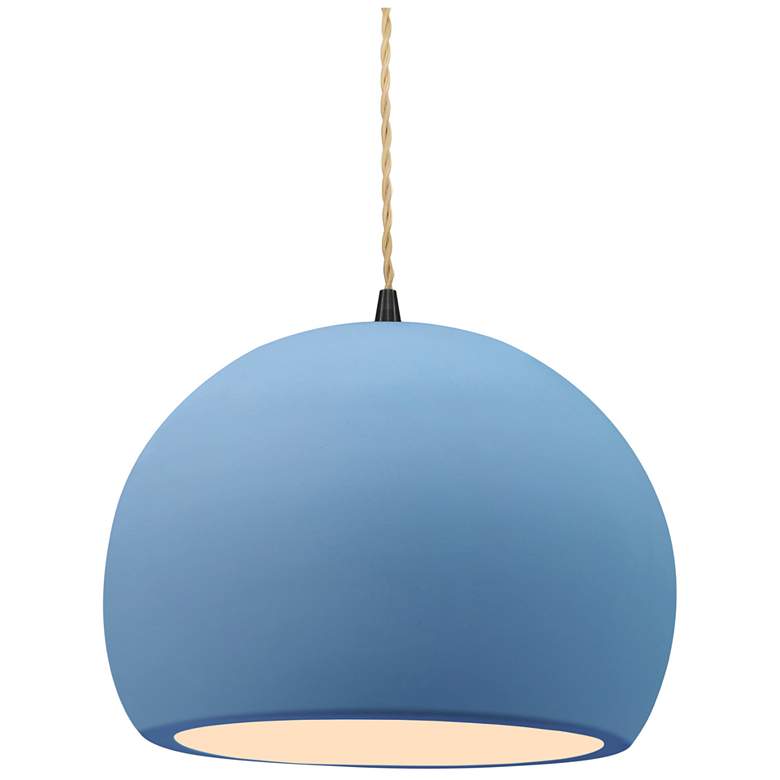 Image 1 Radiance 10"W Sky Blue Frame Matte Black Globe Beige Twisted Cord Pend