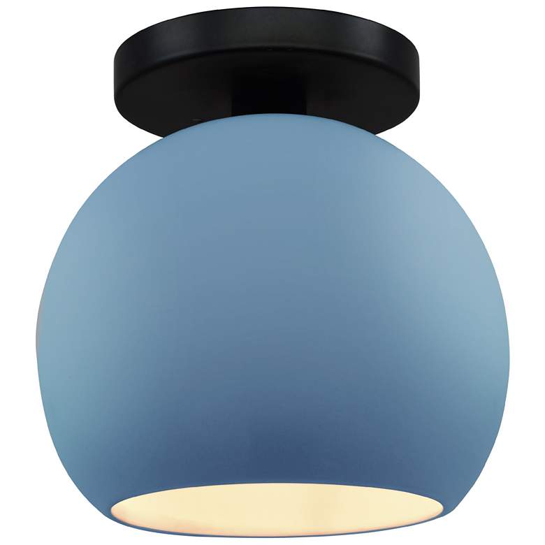 Image 1 Radiance 10"W Sky Blue Frame Matte Black Metal Medium Globe LED Semi.F