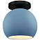 Radiance 10"W Sky Blue Frame Matte Black Metal Medium Globe Semi.Flush