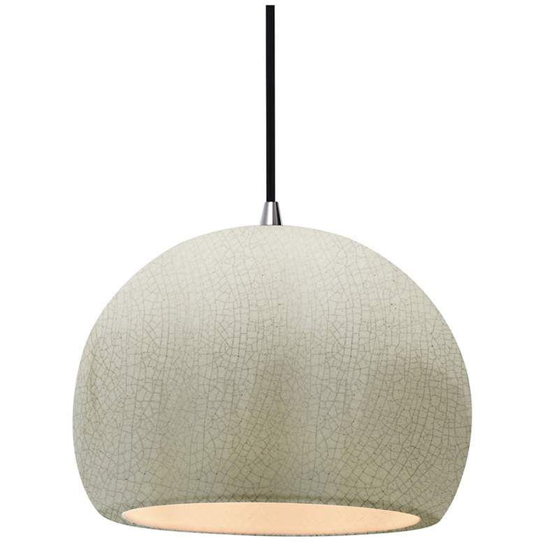 Image 1 Radiance 10"W White Crackle Frame Brushed Nickel Globe Black Cord Pend