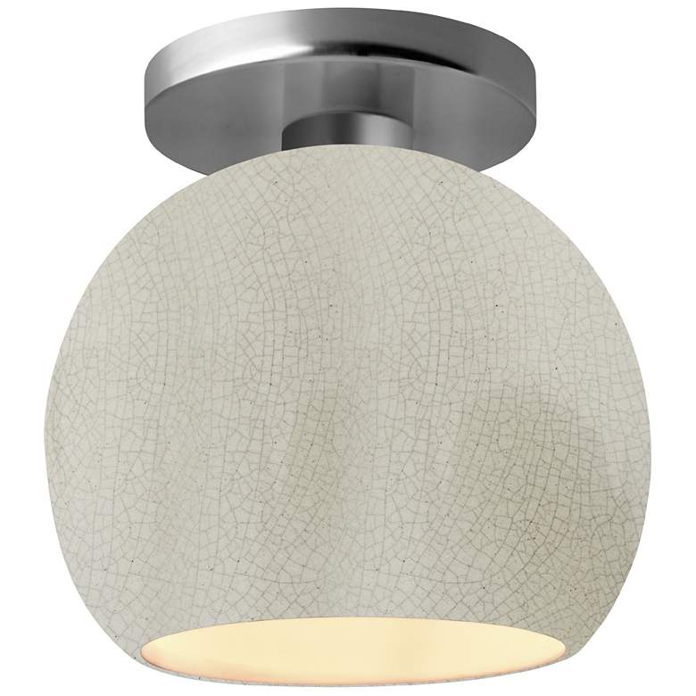 Image 1 Radiance 10"W White Crackle Frame Brushed Nickel Medium Globe Semi.Flu