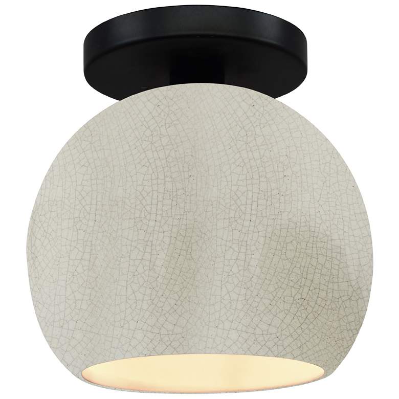 Image 1 Radiance 10"W White Crackle Frame Matte Black Medium Globe LED Semi.Fl