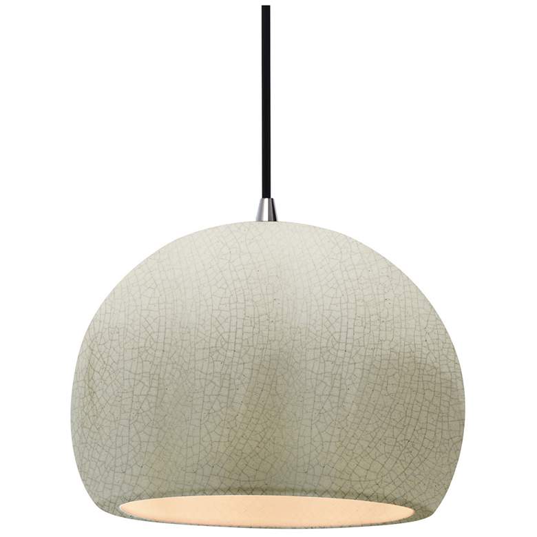 Image 1 Radiance 10"W White Crackle Frame Nickel Globe Black Cord LED Pendant