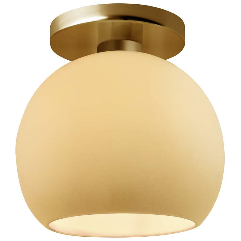 Image 1 Radiance 10"W Yellow Frame Brushed Brass Metal Medium Globe LED Semi.F