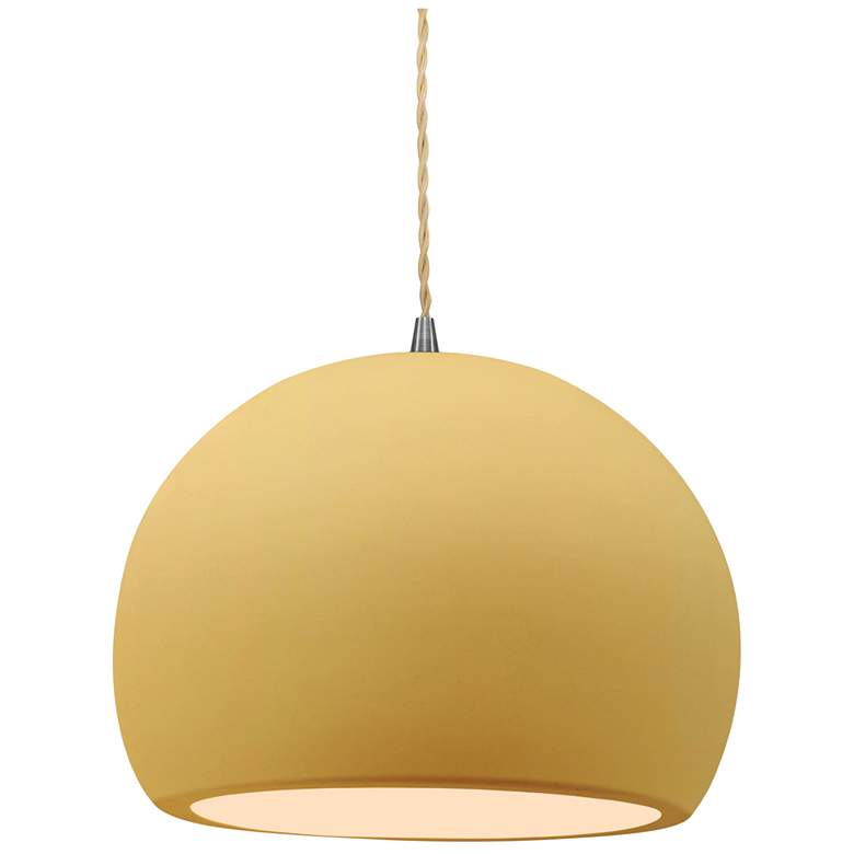 Image 1 Radiance 10"W Yellow Frame Brushed Nickel Globe Beige Twisted Cord Pen