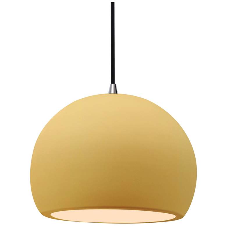 Image 1 Radiance 10"W Yellow Frame Brushed Nickel Medium Globe Black Cord Pend