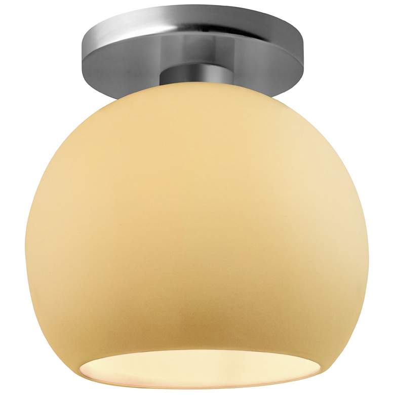 Image 1 Radiance 10"W Yellow Frame Brushed Nickel Metal Medium Globe Semi.Flus