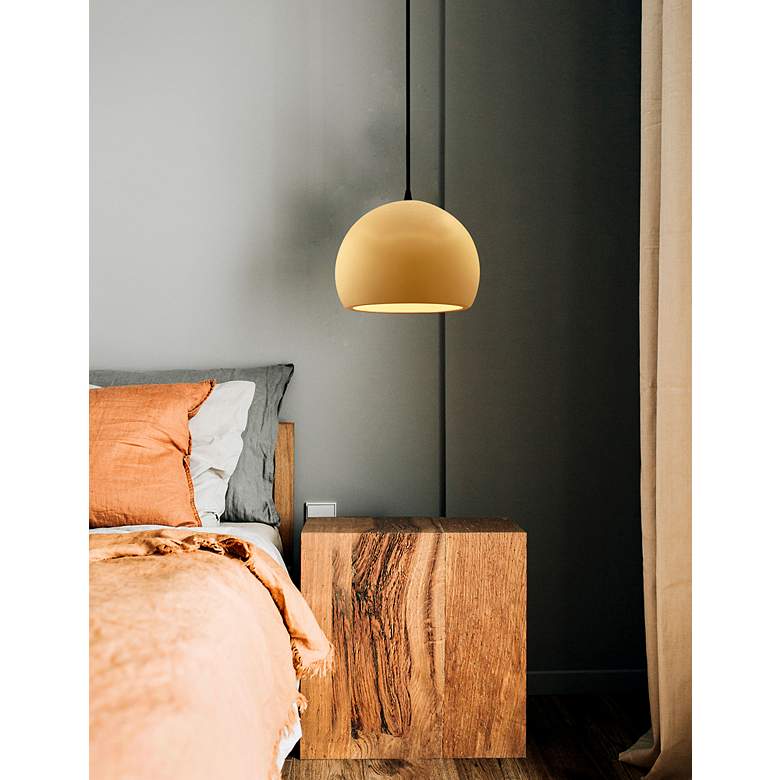 Image 3 Radiance 10"W Yellow Frame Matte Black Medium Globe Black Cord Pendant more views
