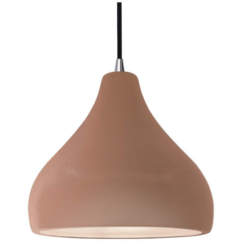 Image 1 Radiance 11.5"W Adobe Frame Brushed Nickel Droplet Black Cord LED Pend