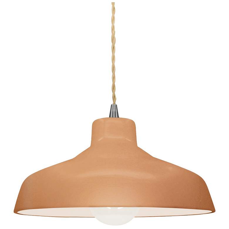Image 1 Radiance 11.5"W Adobe Frame Nickel Small Loft Beige Twisted LED Pendan