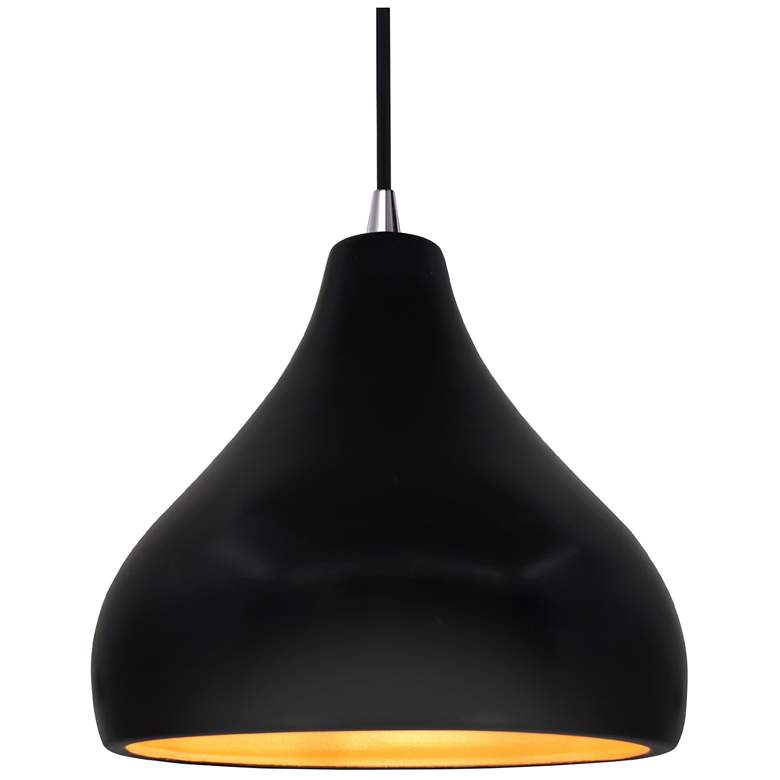 Image 1 Radiance 11.5"W Carbon/Gold Frame Brushed Nickel Droplet Black Cord Pe