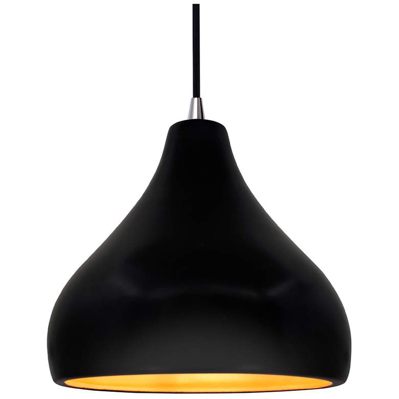 Image 1 Radiance 11.5"W Carbon/Gold Frame Nickel Droplet Black Cord LED Pendan
