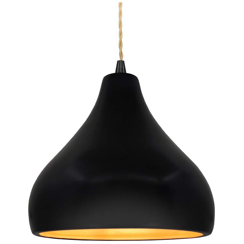 Image 1 Radiance 11.5"W Droplet Black Beige Cord Pendant w/ Black And Gold Sha