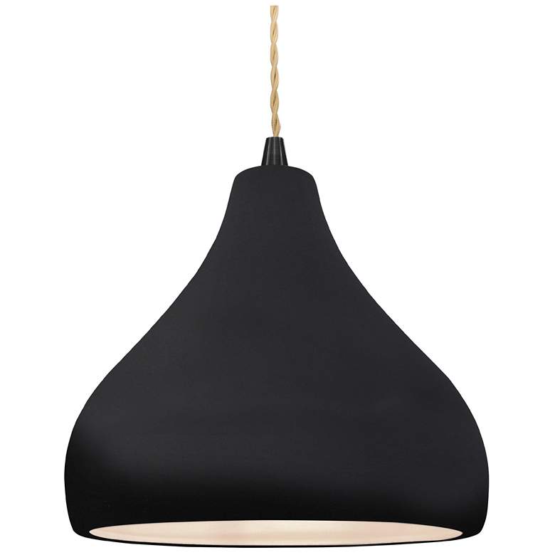 Image 1 Radiance 11.5"W Droplet Black Beige Cord Pendant w/ Black And White Sh