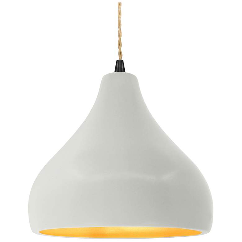 Image 1 Radiance 11.5"W Droplet Black Beige Cord Pendant w/ White And Gold Sha