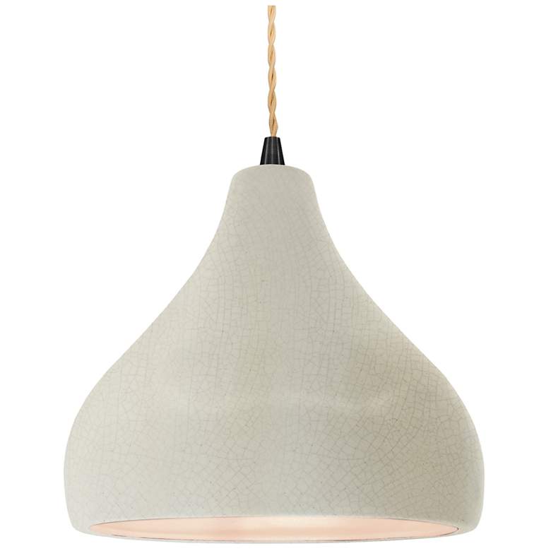 Image 1 Radiance 11.5"W Droplet Black Beige Cord Pendant w/ White Crackle Shad