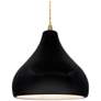 1_Radiance 11.5"W Droplet Brass Beige Cord Pendant w/ Carbon Black Shade